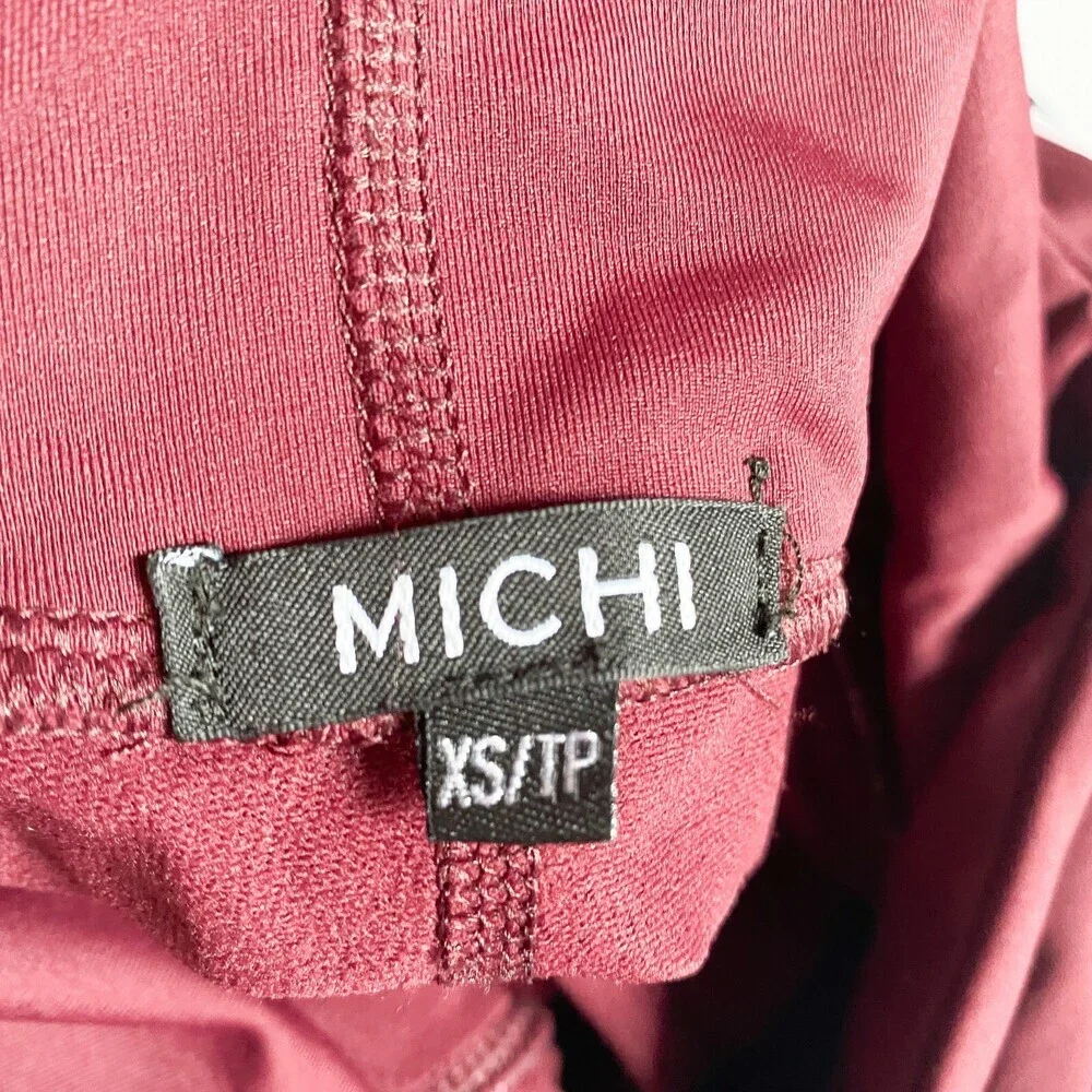 Michi Burgundy Navy Blue Colour block Media Pocket Leggings XS - Picture 4 of 5